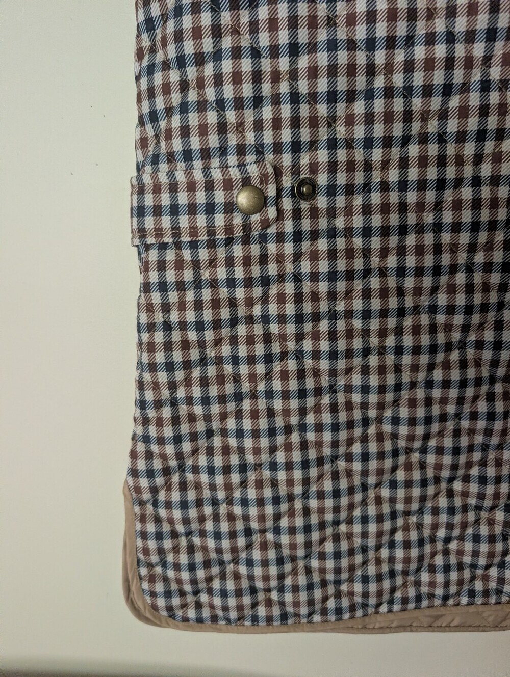 Lands' End Beige & Brown Quilted Check Vest - Picture 3 of 8